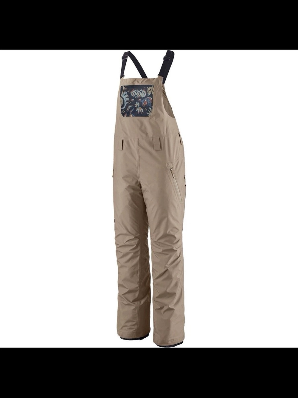 Patagonia Women's Tan Bib Overalls with Patterned Chest Panel